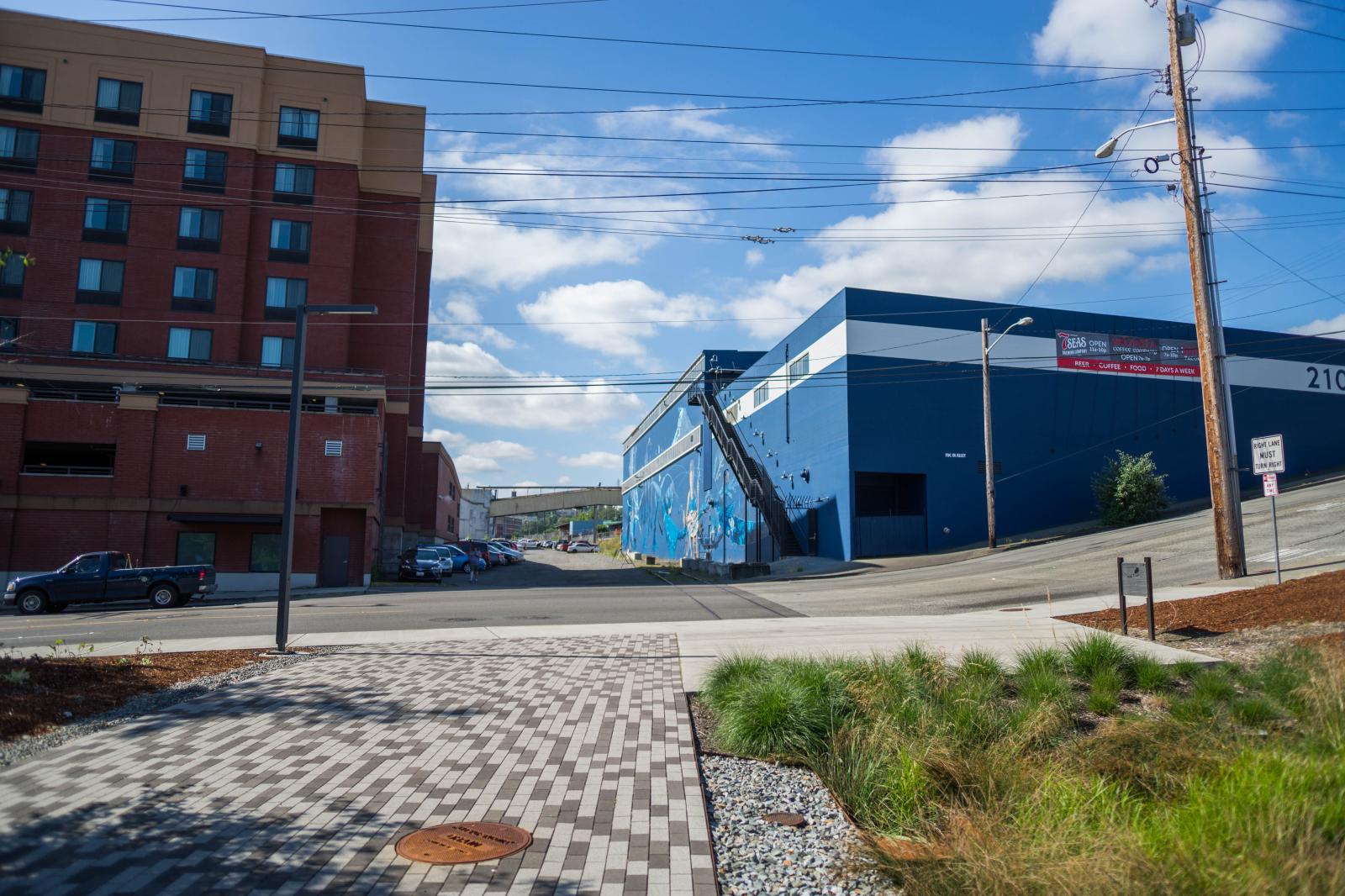 View of the Heidelberg Building from the Prairie Line, today the 7 Seas Brewery 