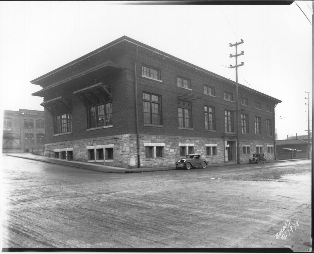 The Nisqually Power Substation in a historic black and white photograph from 1928.